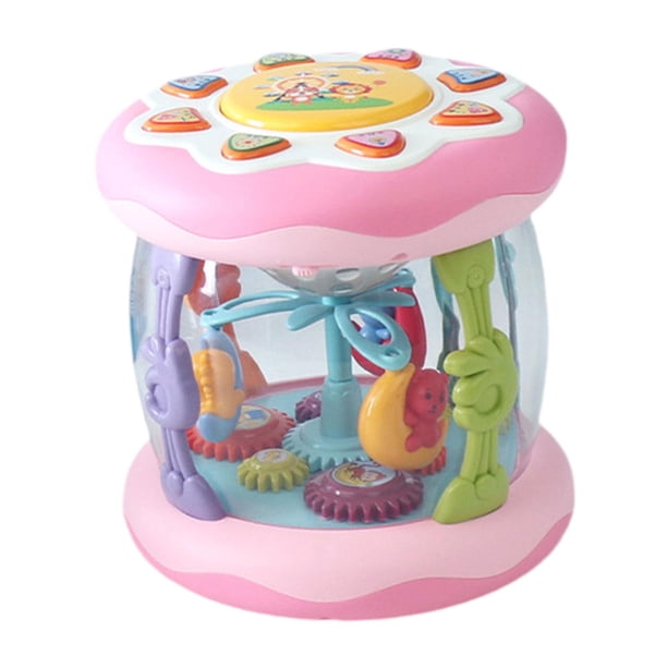 Juguete de tambor musical para bebé, juguete Montessori, juguete portátil de aprendizaje temprano, regalo de cumpleaños, juguetes para bebés, mesa de Rosa giratorio