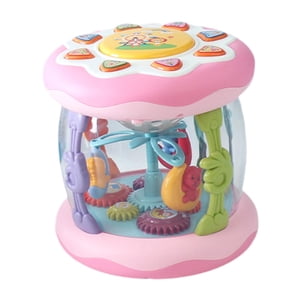 Magideal - Juguete De Tambor Musical Para Bebé, Juguete Montessori, Juguete Portátil De Aprendizaje Temprano, Regalo De Cumpleaños, Juguetes Para Bebés, Mesa De Rosa Giratorio