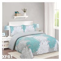 Genérico - Cubrecama Quilt Verano King - Gris Hojas Xf61
