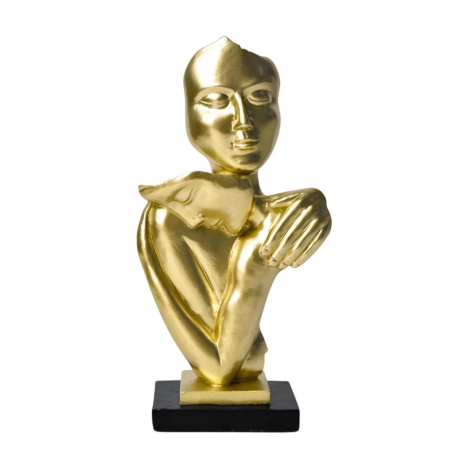 Magideal - Straz Face Sculpture Estatua De Abrazadera Ornamentos De Arte De Pareja Regalos Para Sus Parejas Hug Sculpture Para Estantes De , Dorado