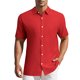 thumbnail image 1 of INSPIRE CHIC Camisas de Hombre para Regreso a Clases Camisa de Manga Corta con Botones para Playa de Verano Cuello de Punta 2XL Rojo Brillante, 1 of 5