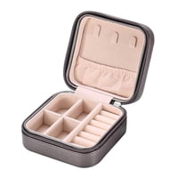 Ioensy - Pequeño Organizador De Joyas De Viaje Compartimento De Cuero Impermeable Para Regalo Negro Claro