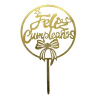 Genérico - Topper Feliz Cumpleaños 1 Amarillo