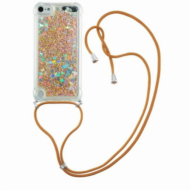 Funda FOXDOCK para iPod Touch 7/6/5 con Cuerda Ajustable, Brillo Líquido, Protección Antigolpes y Lente – Ideal para Regalo
