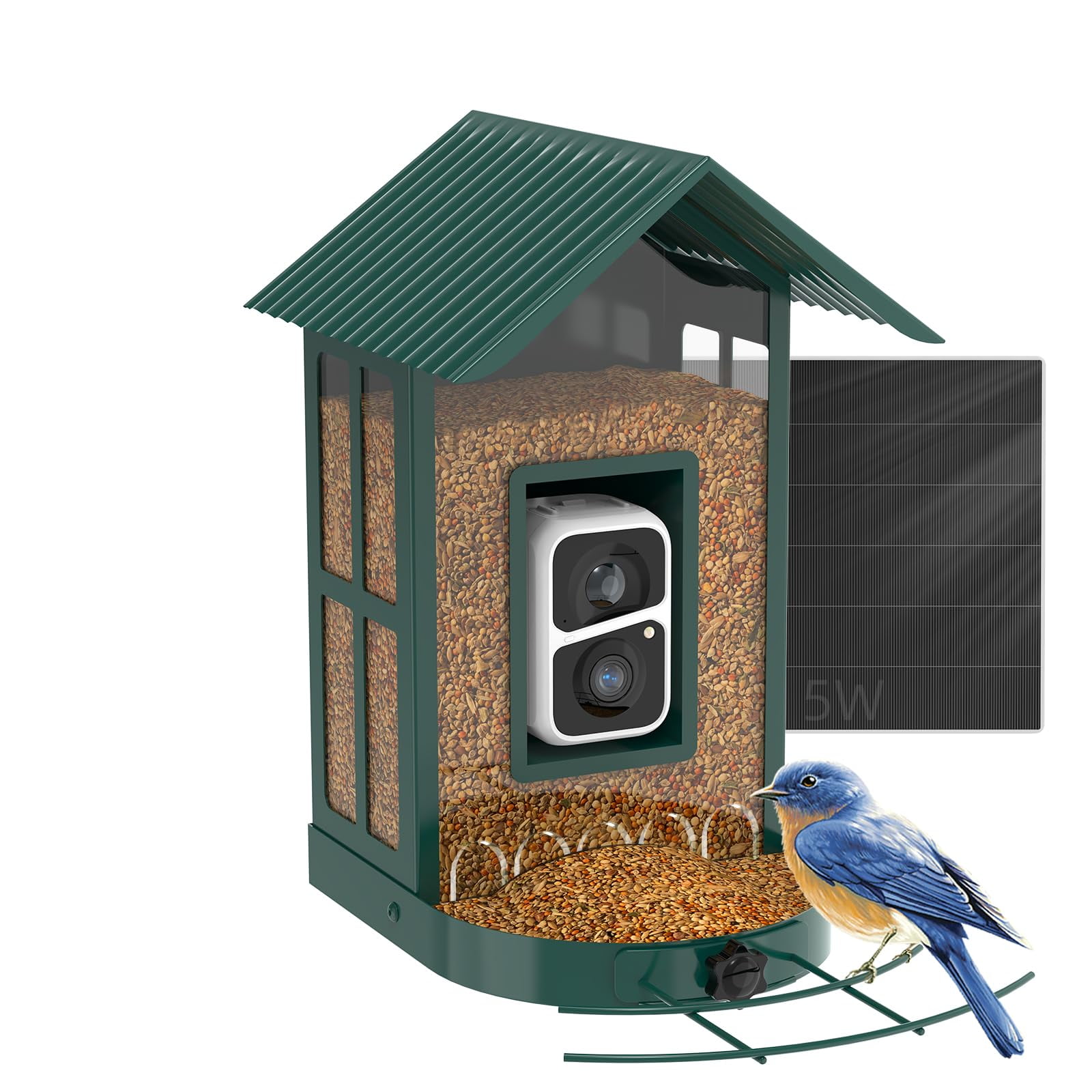 Comedero Para Pájaros Con Cámara Soliom Bf08 2k 2.7l Alimentado Por Energía Solar