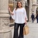 thumbnail image 3 of Agnes Orinda Blusas Casuales de Verano Fluidas con Cuello Redondo y Mangas de Pétalo 3/4 para Mujer de Talla Grande, Talla 3X, Blanco, 3 of 8