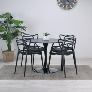 Pandalino - Comedor Moderno Negro | Mesa Tulip 100Cm + 4 Sillas Masters Negro