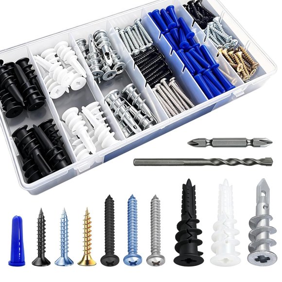 Wensilon Self-Drilling Drywall Anchors and Screws Kit, 182 piezas