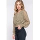 thumbnail image 3 of Blusa de Gasa con Estampado Fruncido y Sobrepelliz Color Oliva L, 3 of 4