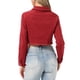 thumbnail image 3 of INSPIRE CHIC Chaqueta de Mezclilla Recortada Lavada de Primavera Verano con Botones Desgastados para Mujer de Regreso a Clases Roja M, 3 of 6