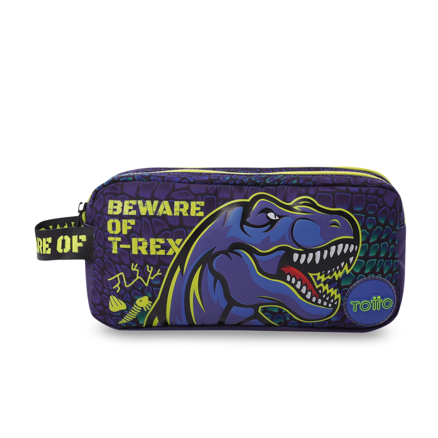 Estuche Escolar Niño 2 Cuerpos Dino Rock Grande Azul Totto