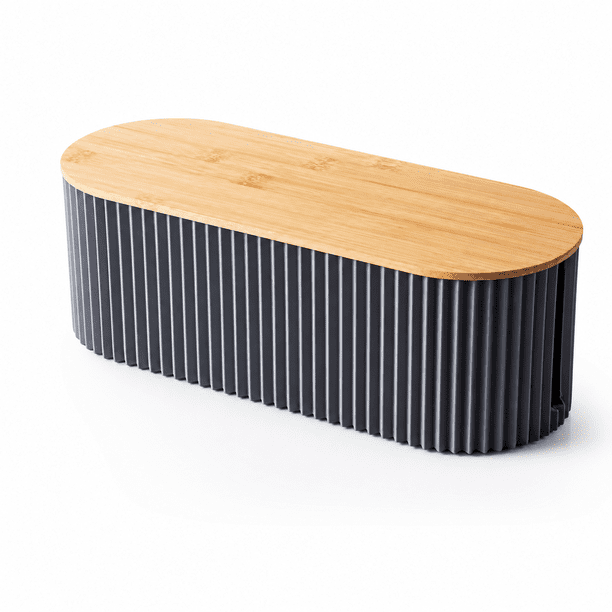 Caja Organizadora De Almacenamiento De Cables Soporte Con Tapa de Bambu