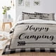 thumbnail image 3 of Juego de cama de 3 piezas con diseño de feliz camping en madera rústica, funda nórdica suave de lujo tamaño Queen, protector de edredón de microfibra con fundas de almohada para mujeres, hombres y ado, 3 of 7