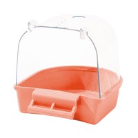 Ioensy - Caja De Baño Para Pájaros Y Mascotas, Tortolitos, Pájaros Pequeños, Periquitos, Loro Enjaulado, Bañera De Baño, Naranja Y Rosa