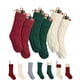 thumbnail image 1 of Calcetines navideños Mr. Pen, 6 unidades, 45 cm, tejidos con cable, rojo, crema y verde, 1 of 8