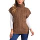 thumbnail image 1 of INSPIRE CHIC Suéter de Mujer Color Sólido Cuello Alto Chaleco Sin Mangas Jersey de Punto Trenzado XL Marrón, 1 of 5