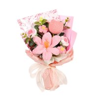 Magideal - Flores De Crochet Ramo De Crochet Con Flores De Crochet Hechas A Mano Flores Artificiales Para El Estante De Decoración Central Para La Decoración Del Rosa