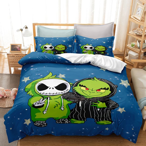 Grin-ch 3 Pcs Comforter Set with 2 Pillowcases,Grinc-h Bedding Set Sheet Set for Kids Adults,All Season Lightweight