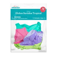 Set 12 Globos Tropical (Fucsia-Morado-Turquesa-Verde Claro), Color Surtido 1 Un  Way To Celebrate