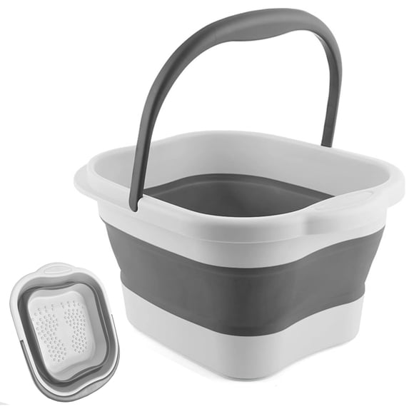 Bañera plegable para pies Leemeimei de 15 litros con asa, color gris