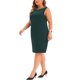 thumbnail image 4 of Agnes Orinda Vestido de Talla Grande para Mujer, Estilo Colegio, Sin Mangas, Cuello Barco, Casual, Recto, Lápiz, para Trabajo, 4X Verde Oscuro, 4 of 6