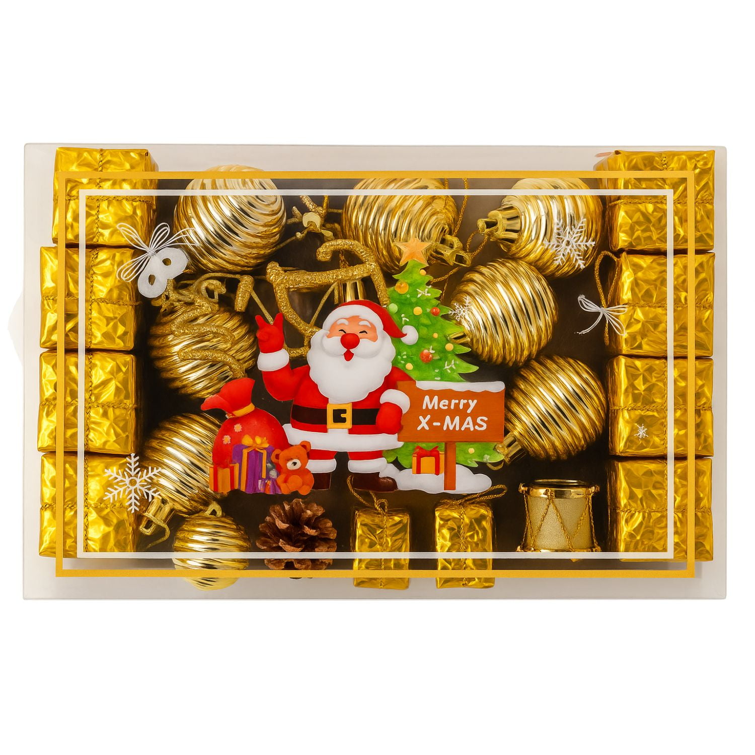 Genérico - Set 24 Esferas Regalos 4cm Dorado Adorno Decoración Navidad