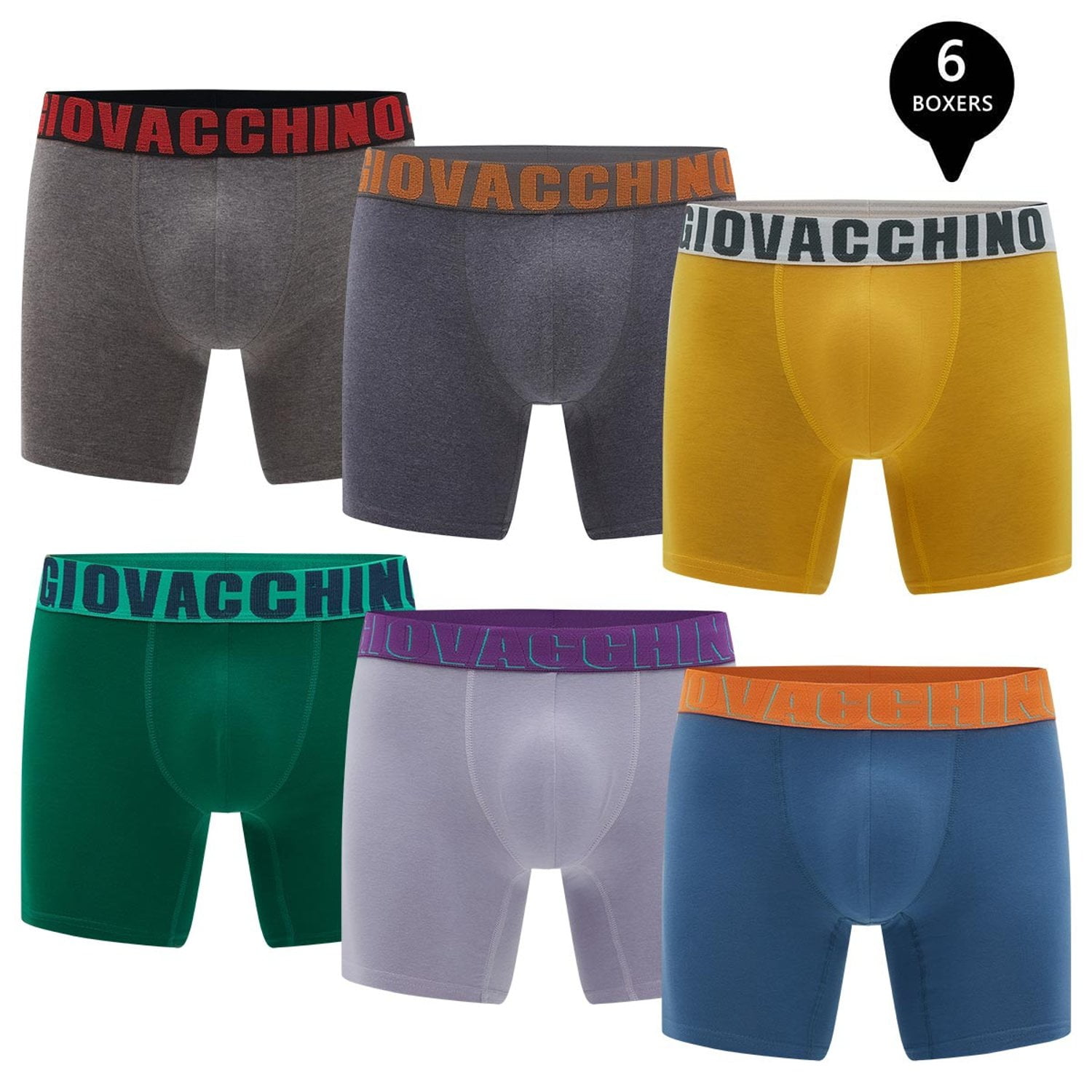 Giovacchino - Pack De 6 Boxer Medio Algodon Hombre