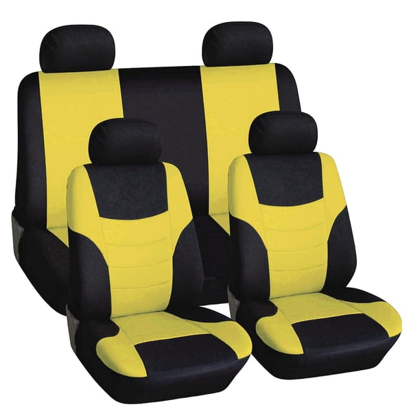 Paquete de 8 fundas universales para asientos de coche, resistentes al desgaste para vehículos todoterreno de todos los tamaños. Amarillo