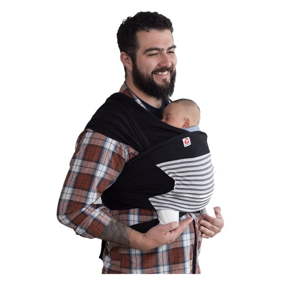 Fular semielasticado negro con bolsillo rayas