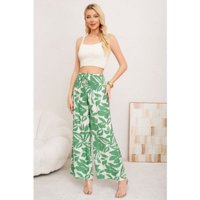 Likeshop - Pantalon Mujer Palazzo Floreado Tipo Lino Pretina Alta Elasticado 3008