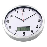 Bothyi - Reloj De Pared Minimalista Moderno Con Fecha Y Temperatura Relojes De Pantalla Grande Plata