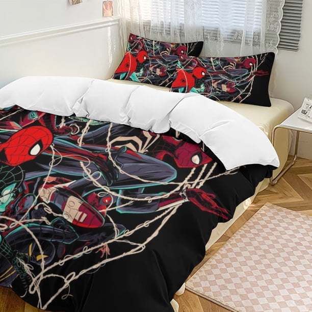 Spider-Man Bedding Comforter Sets 3-Piece Bedding Set Soft Warm Bed Set for Bedroom All Season