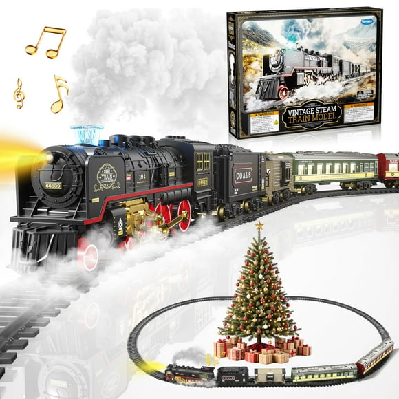 Set de Tren Eléctrico Funwee Train Toy con Humo Luz y Sonido