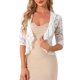 thumbnail image 1 of INSPIRE CHIC Bolero Ligero de Encaje Floral con Volantes en el Dobladillo, Abierto al Frente, de Media Manga para Mujer, Talla L, Blanco, 1 of 6