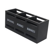 Magideal - Soporte Para Utensilios, Soporte Para Almacenamiento De Cubiertos, Vajilla Multiusos De 3 Rejillas, Caja De Almacenamiento De Cubiertos Para Restauran Negro