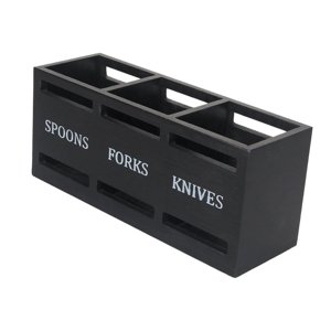 Magideal - Soporte Para Utensilios, Soporte Para Almacenamiento De Cubiertos, Vajilla Multiusos De 3 Rejillas, Caja De Almacenamiento De Cubiertos Para Restauran Negro