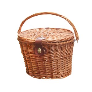 Ioensy - Cesta Delantera Para Bicicleta Rural, Decoración Artesanal De Estilo Vintage Para Picnic Con Tapa Artesanal