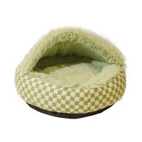 Ioensy - Cama De Felpa Con Capucha Para Gatos, Cómoda Cama Para Gatitos, Suministros Para Mascotas, Cachorros, Color Verde
