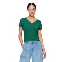 Camiseta Gap Con Cuello En V Favorita Para Mujer, Color Verde Bálsamo, Talla S