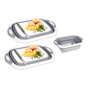 Genérico - X2 Tabla De Cortar Plegable 2 En 1 Tabla De Corte Pegable Liso Gris