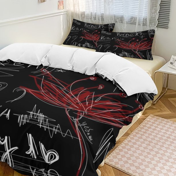 Tokyo Ghoul Anime Home Bed 3-piece Set Classic Japanese Anime Polyester Wash Student Dormitory Set