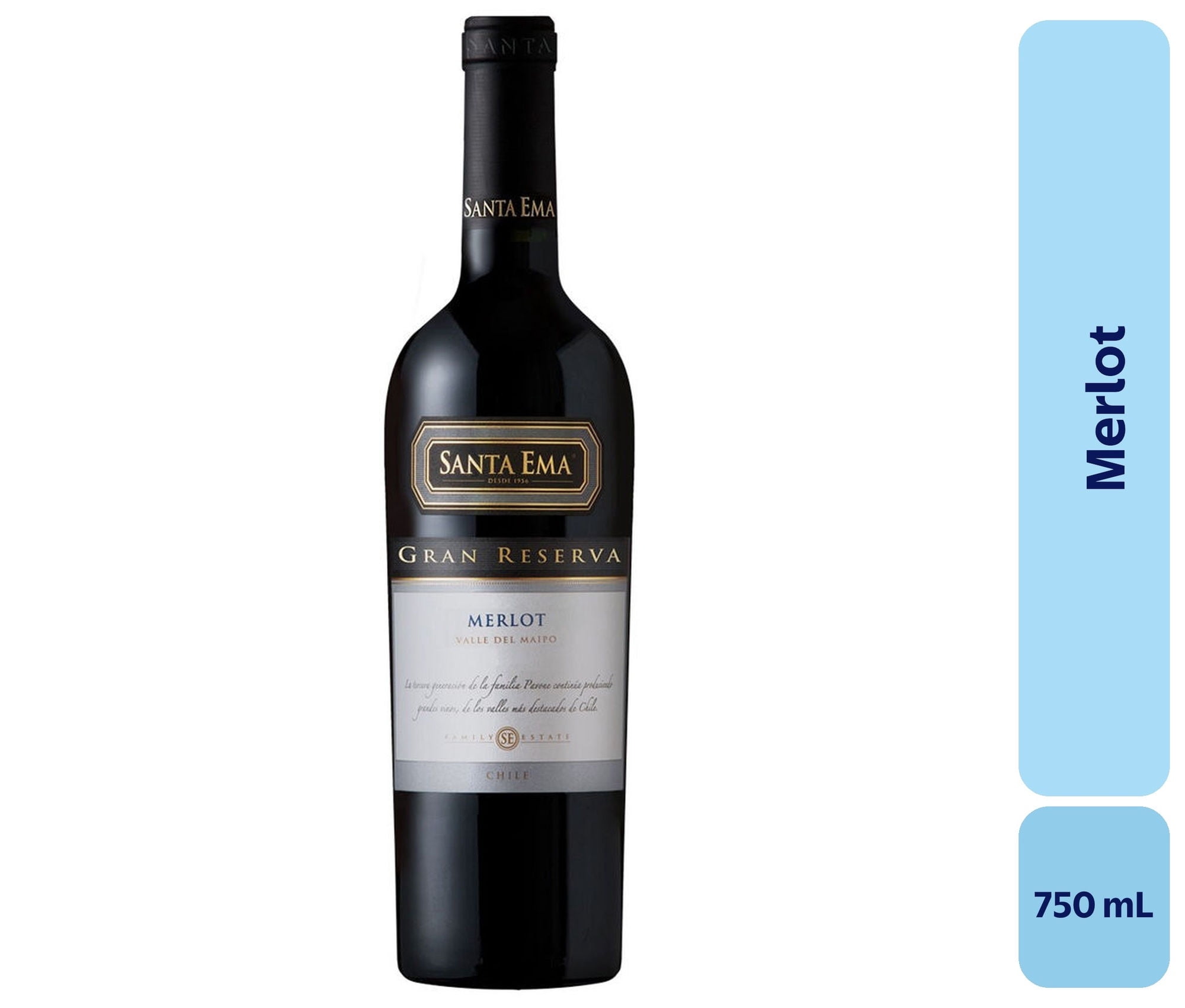 Vino Merlot Botella 750 mL Santa Ema