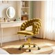 thumbnail image 1 of Silla de vanidad trasera de burbuja de terciopelo, silla de maquillaje giratoria de 360 ° de altura ajustable con base de metal de oro y ruedas rodantes silenciosas, 1 of 4