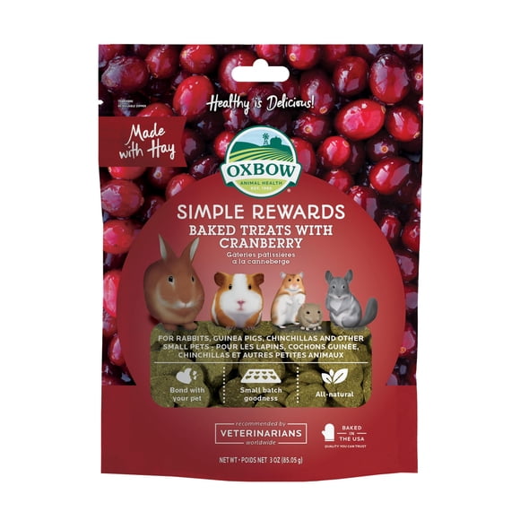 Arándanos horneados Treats Oxbow Simple Rewards para conejos y cobayas, 85 g