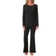 thumbnail image 2 of INSPIRE CHIC Conjunto de salón de punto acanalado para mujer, top de manga larga y pantalones, conjunto de pijama de dos piezas a juego XS Negro, 2 of 6