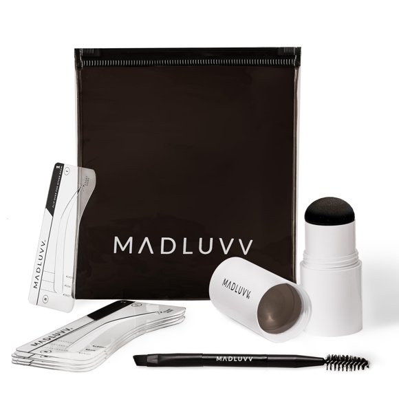Kit de plantillas para cejas MADLUVV, fácil de usar, 9 formas con accesorios