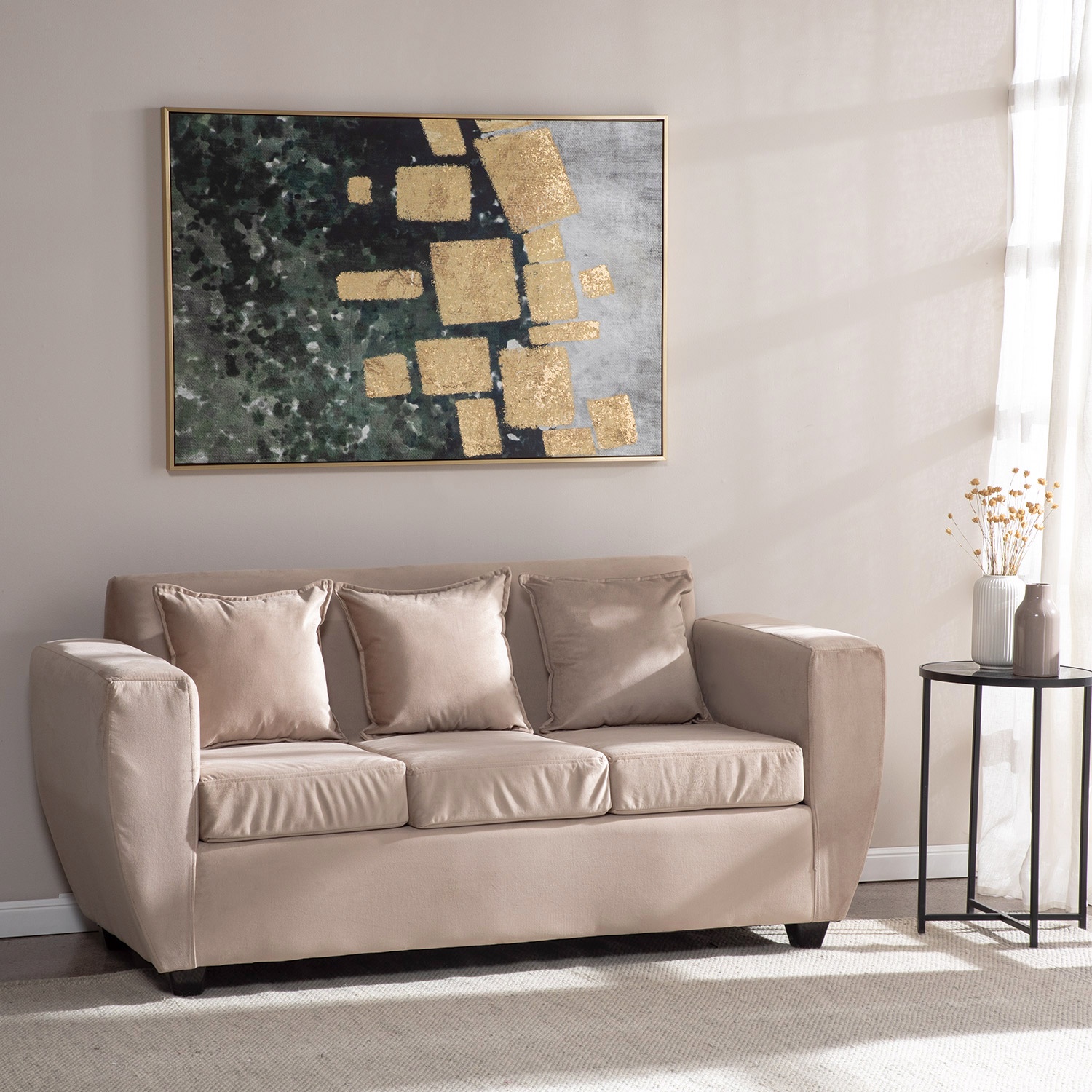 Deco Outlet - Sofa 3 Cuerpos Kansas Felpa-Beige