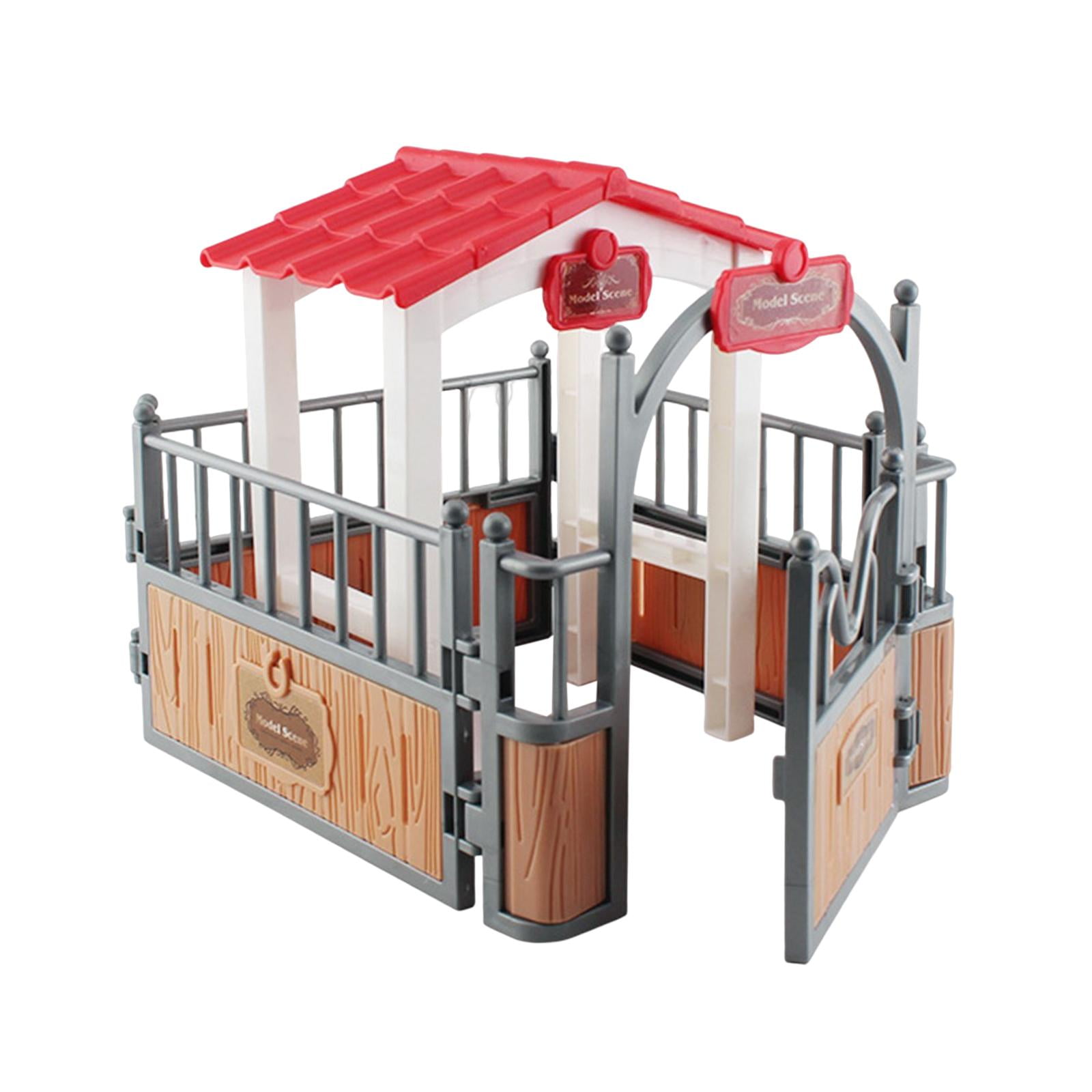 Magideal - Modelo Realista, Valla De Granja, Juguete, Recinto Para Caballos, Accesorios Para Valla, Escenas En Miniatura, Diseño De Mesa De Arena, Decoración Marrón Y Gris