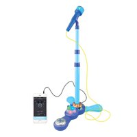 Total Upgrate - Juguete Microfono Karaoke Pedestal Luces Mp3 Azul