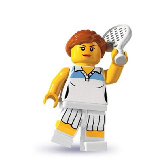 Minifigure LEGO Series 3, jugadora de tenis femenina con accesorio